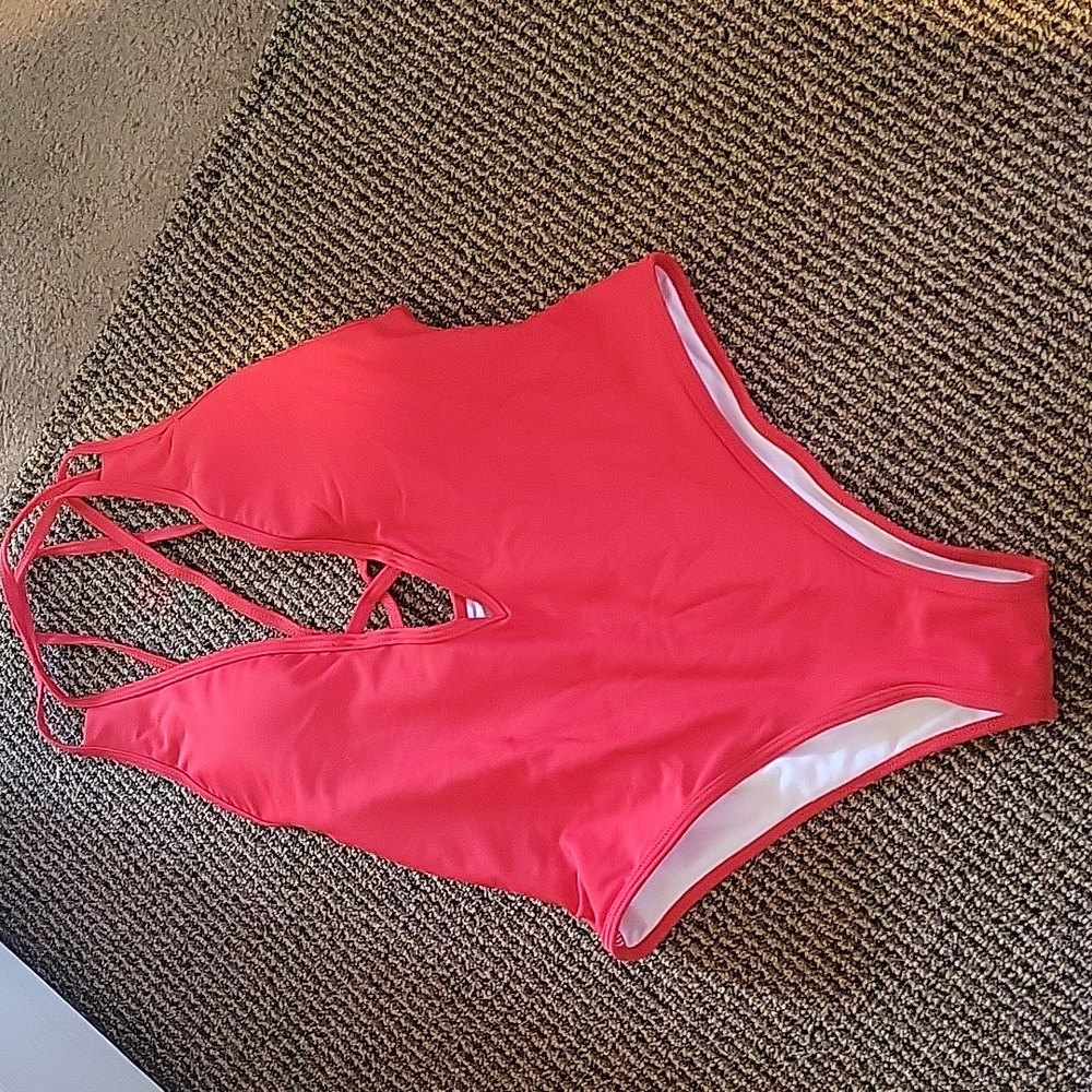 Strappy deep v high legged one piece swimsuit SHEIN bathing suit